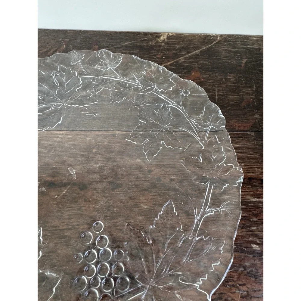 Vintage Mikasa‎ Grape Leaf Platter Clear Glass Serving Plate OS Cottagecore